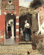 Pieter de Hooch the courtyard of a house in delft painting